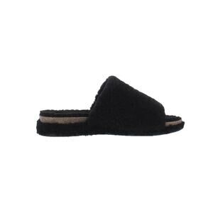 Lucky Brand Gadini Faux Fur Open Toe Fleece Slippers Womens 11M Black Shearling